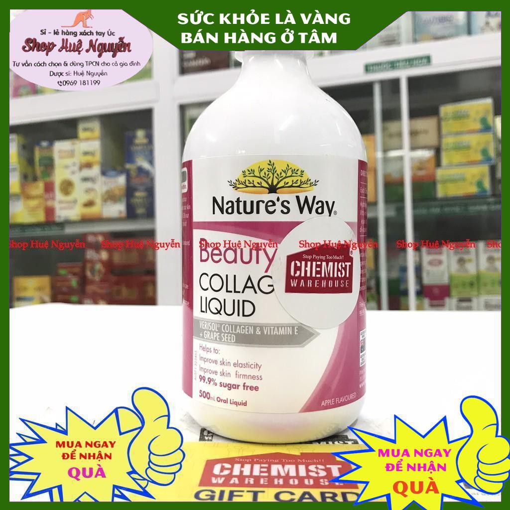 Collagen nước Beauty Collagen Nature's Way,ĐẸP DA lọ 500ml CHEMIST ÚC