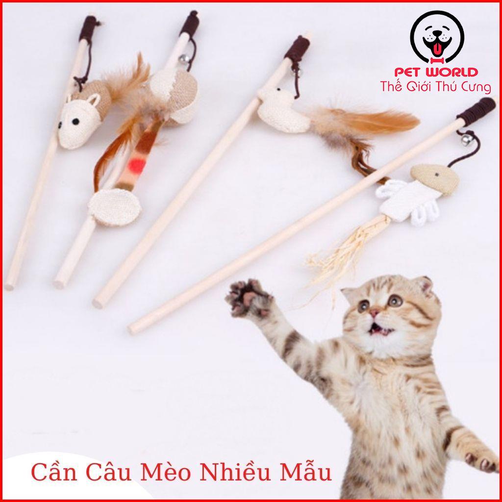 Cần câu cho mèo rẻ vô dịch, cán gỗ chuột vải, cần câu dây thép , cần câu cán nhựa-PetWorld