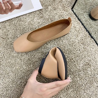 (Hàng Sẵn) Giày búp bê vintage da mềm trơn