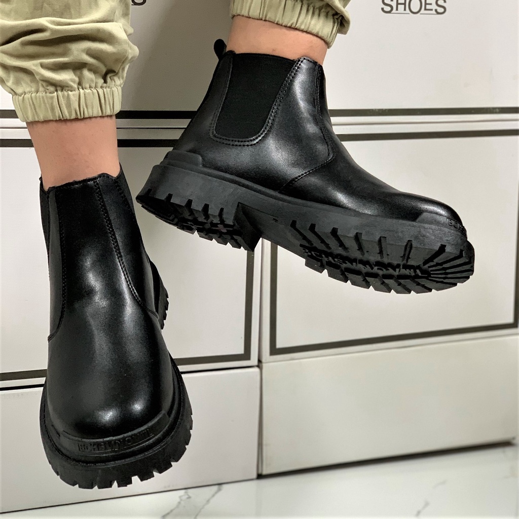 Giày bốt da nam - Chelsea Boots cổ thấp ôm chân phong cách Ulzzang mã BX03