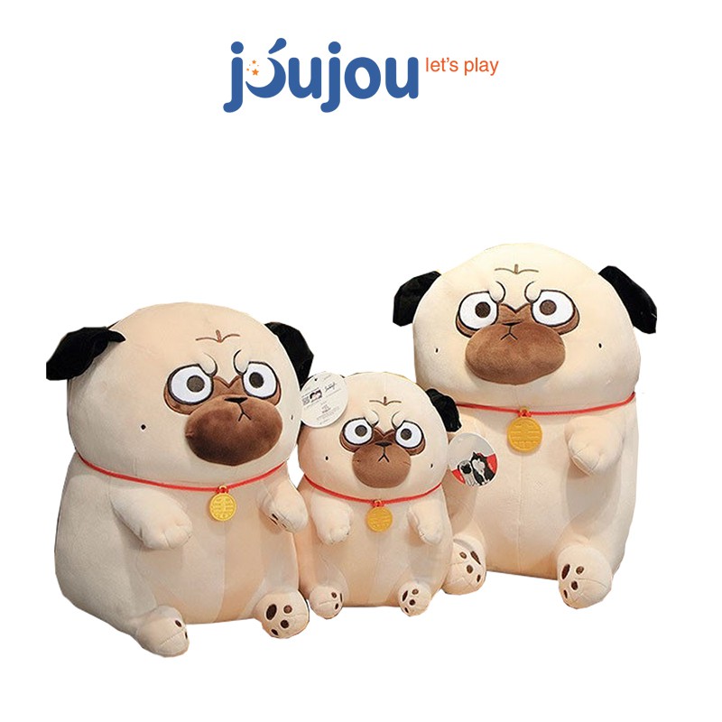 Gấu bông chó pug Joujou may vải nhung mềm mịn co giãn 4 chiều độ đàn hồi tốt an toàn tuyệt đối cho trẻ