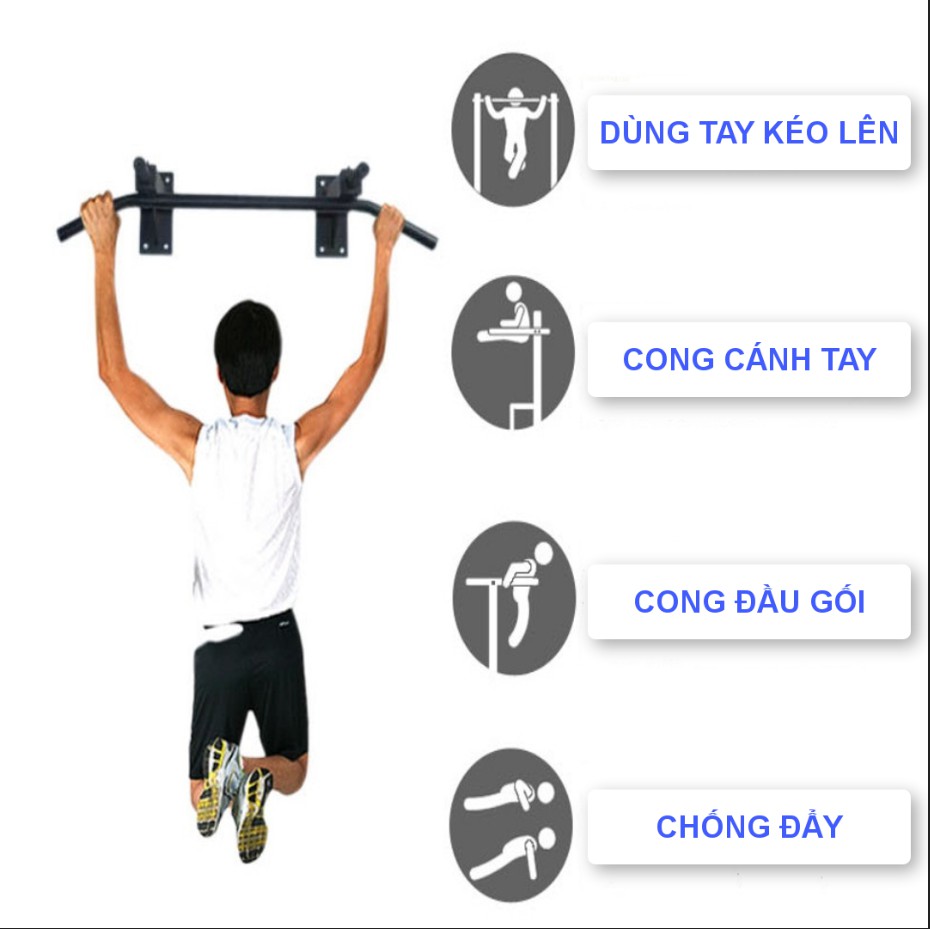 Xà đơn gắn tường đa năng Wall Pull Up Bar P90X, hỗ trợ tập gym hiệu quả