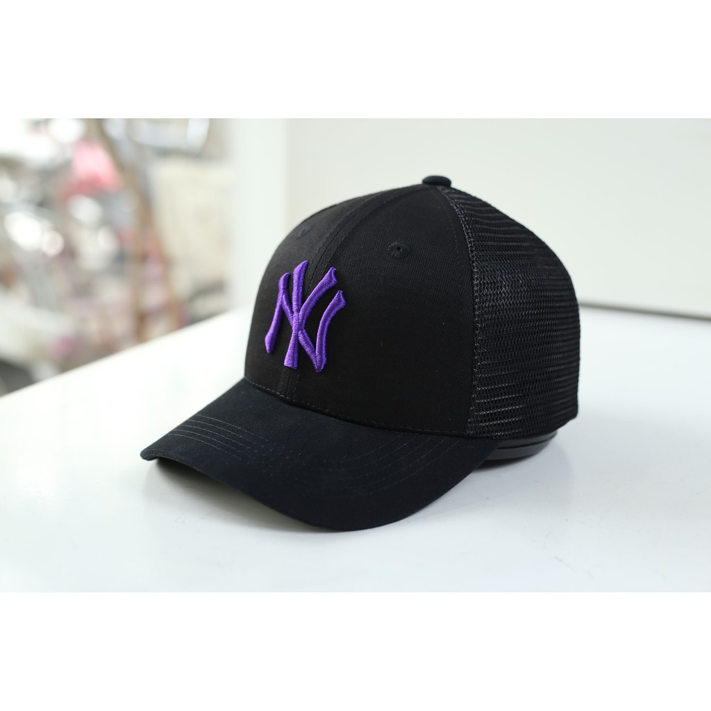 Mũ nón Ballcap Trucker NY đen logo tím