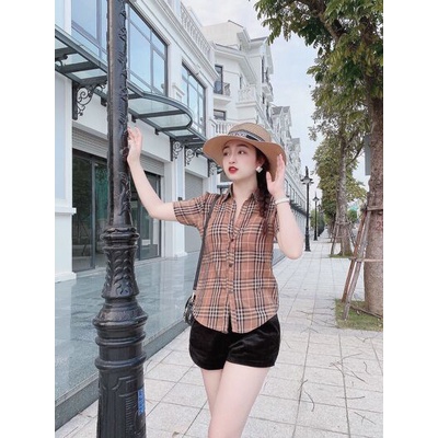 Áo sơ mi kẻ bb trơn gam nâu tone da