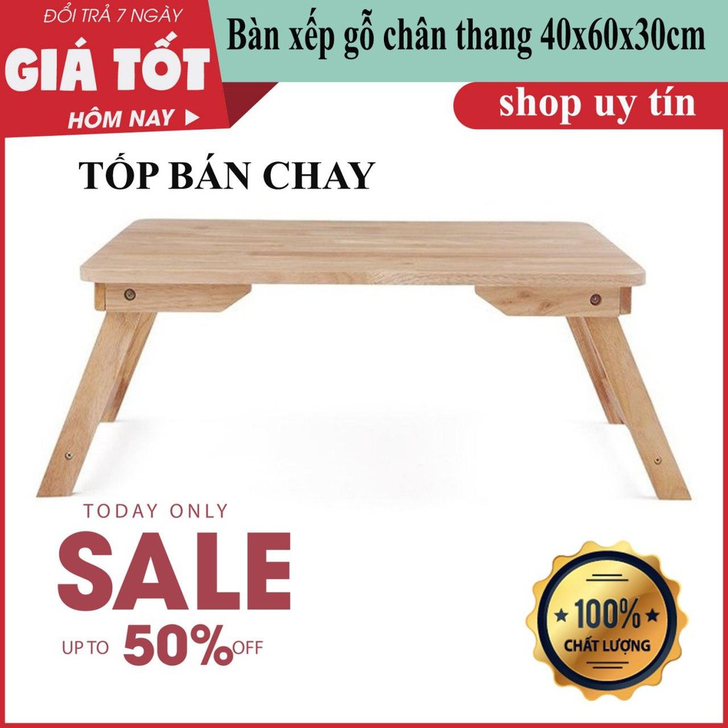 Bàn học chân xếp 40x60cm, Gỗ cao su chắc chắn