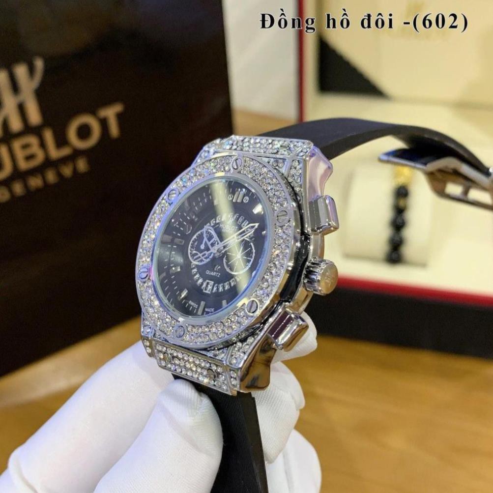 [Free Ship]  (Hublot) Đồng hồ Hublot nam nữ - đồng hồ cặp đôi đang yêu hàng đẹp full dá , day silicon hương vani - Hulo