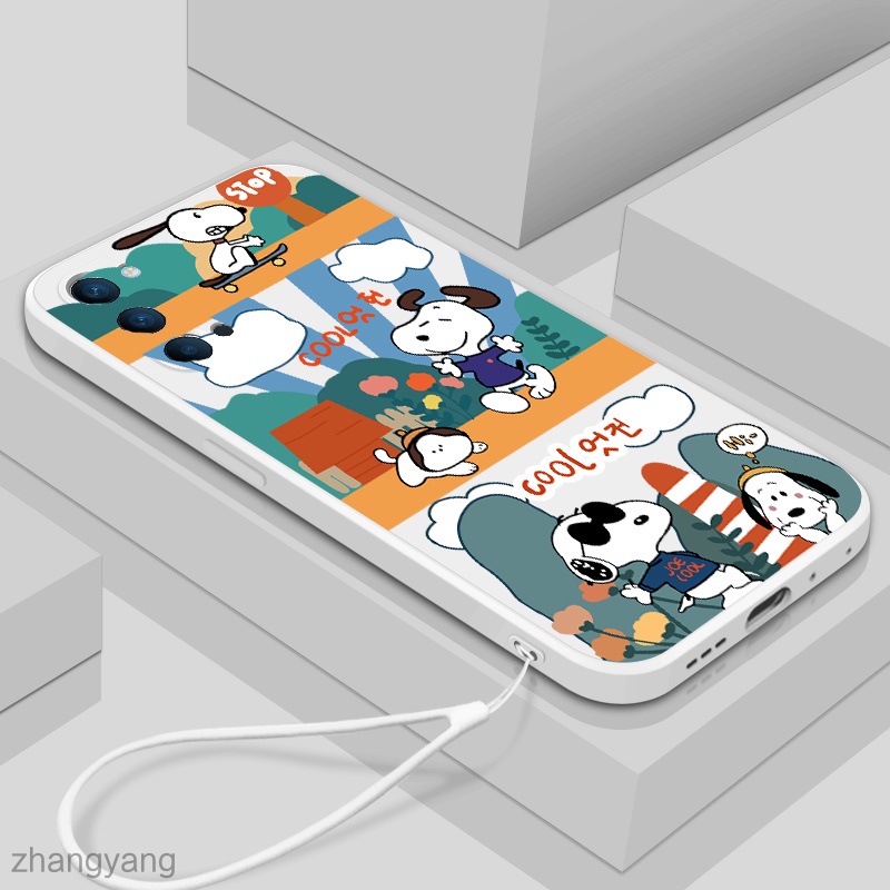 Ốp Điện Thoại Silicone In Hình Snoopy Có Dây Đeo Cho oppo reno 4 reno 5 reno 3 reno2 f reno 2