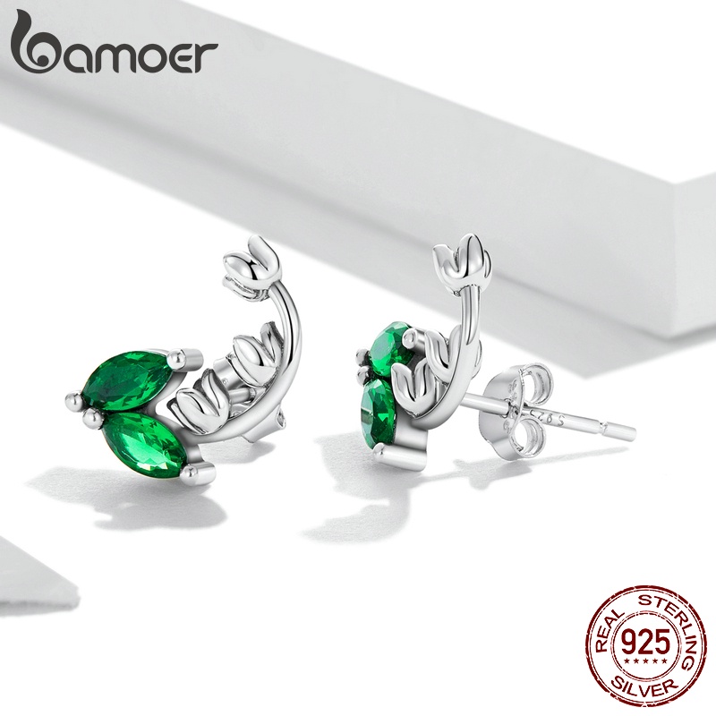 Đôi bông tai BAMOER SCE1363 bằng bạc 925 hình hoa ly thời trang cho nữ