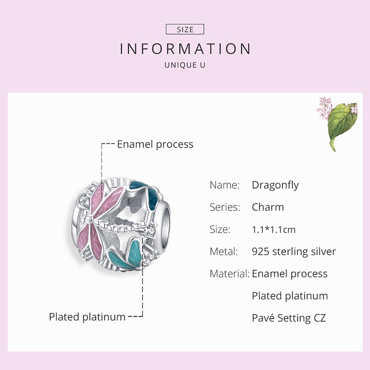 Phụ Kiện Bamoer Bằng Bạc 925 Dùng Làm Trang Sức Hình Chuồn Chuồn