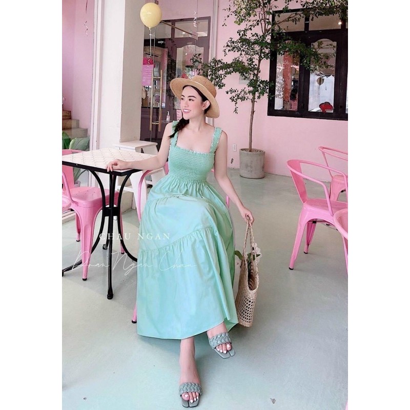 Đầm maxi xoè nhún , Đầm maxi đũi đi du lịch cao cấp | BigBuy360 - bigbuy360.vn