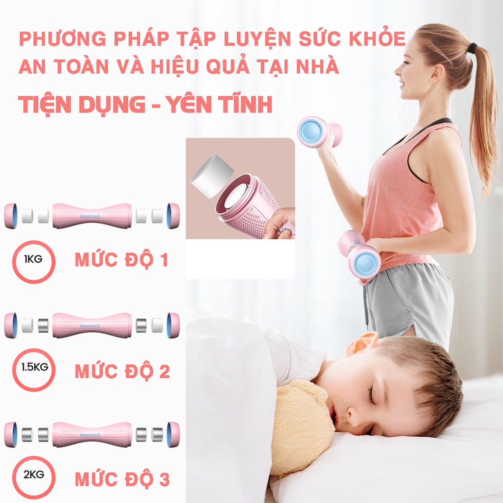 Tạ tay nữ tập yoga Dumbell 2 - 4 kg - thiết bị tập tạ nhựa giảm cân thon tay - tăng cường sức khỏe mùa dịch