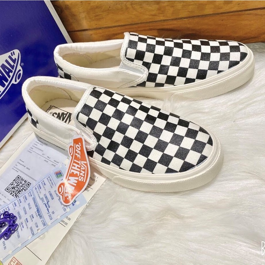 Giày thể thao nam nữ Vans caro lười viền trắng,giày snecker nam nữ full size 36-43