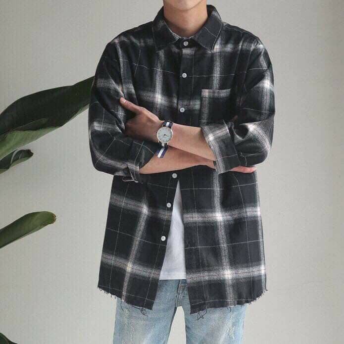 Áo sơ mi FLANNEL kẻ caro Unisex phong cách streetswear