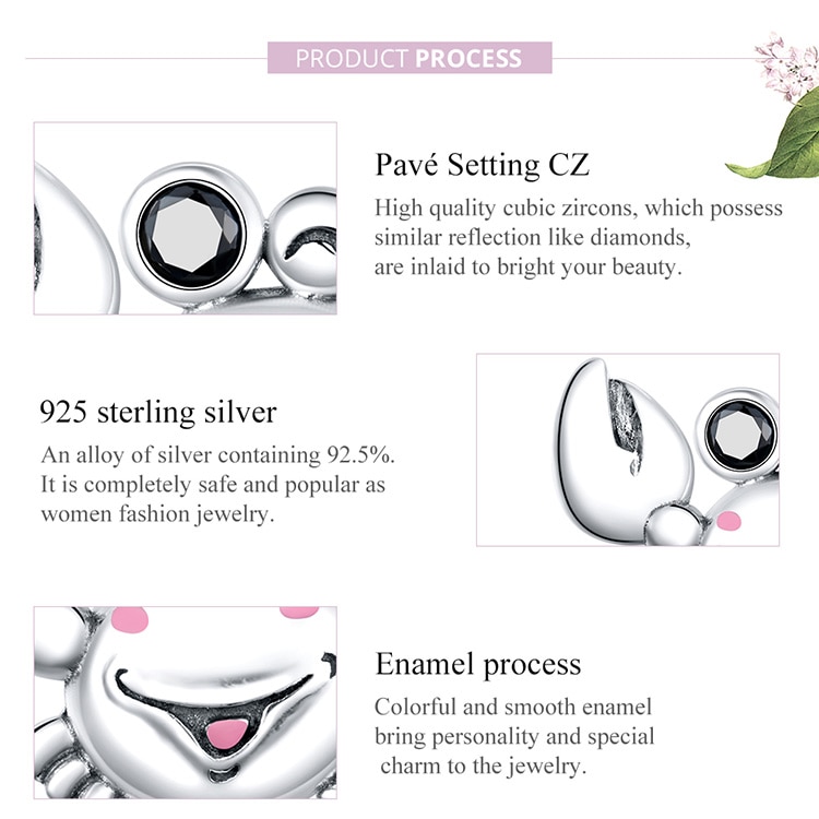 Mặt Vòng Tay Bamoer SCC1655 Bạc Thật 925 Hình Chú Cua Nhỏ Phụ Kiện Trang Sức DIY