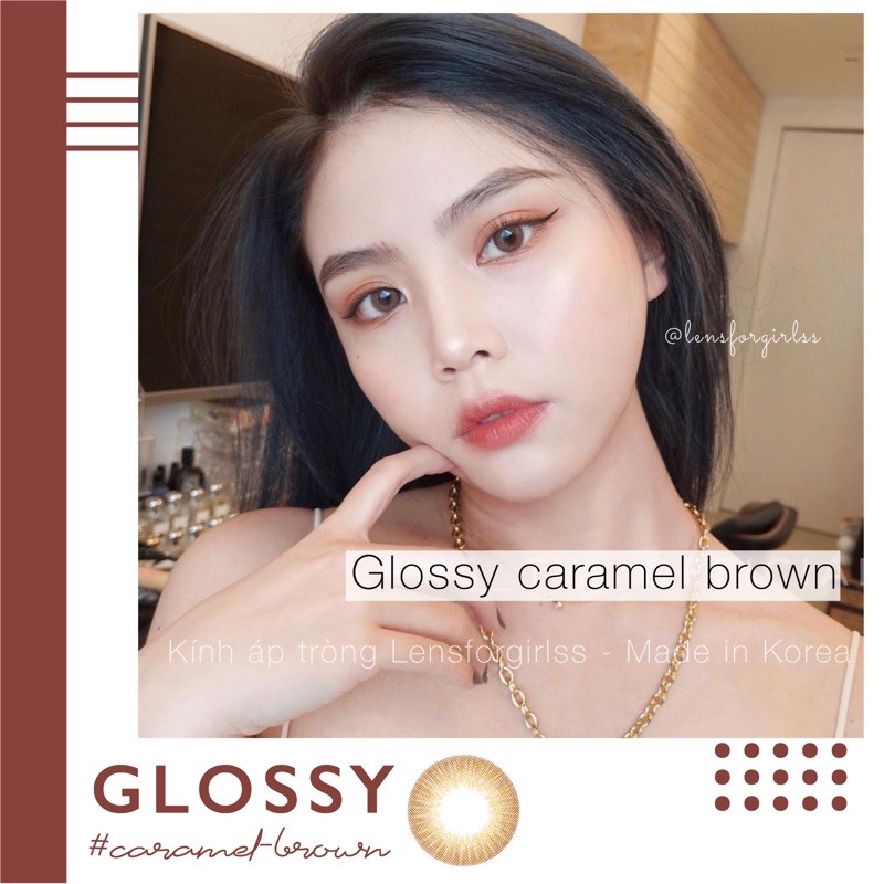 Kính áp tròng nâu caramel Siesta Glossy Brown dành cho mắt nhạy cảm - Pc Hydrogel | Hạn sử dụng 6 tháng
