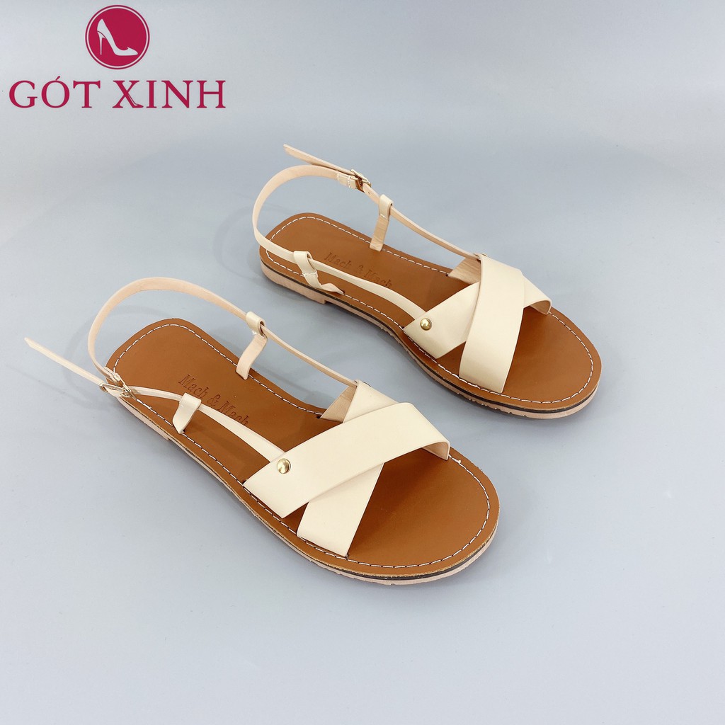 Sandal nữ GÓT XINH SD3 da mềm quai chéo đế bệt