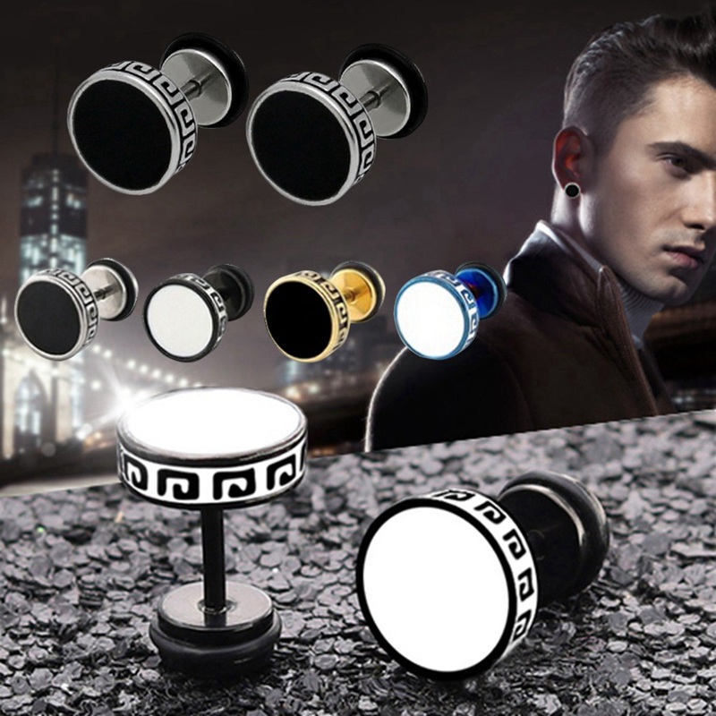 Khuyên Tai Titanium Mạ Vàng Phong Cách Punk Cá Tính Cho Nam