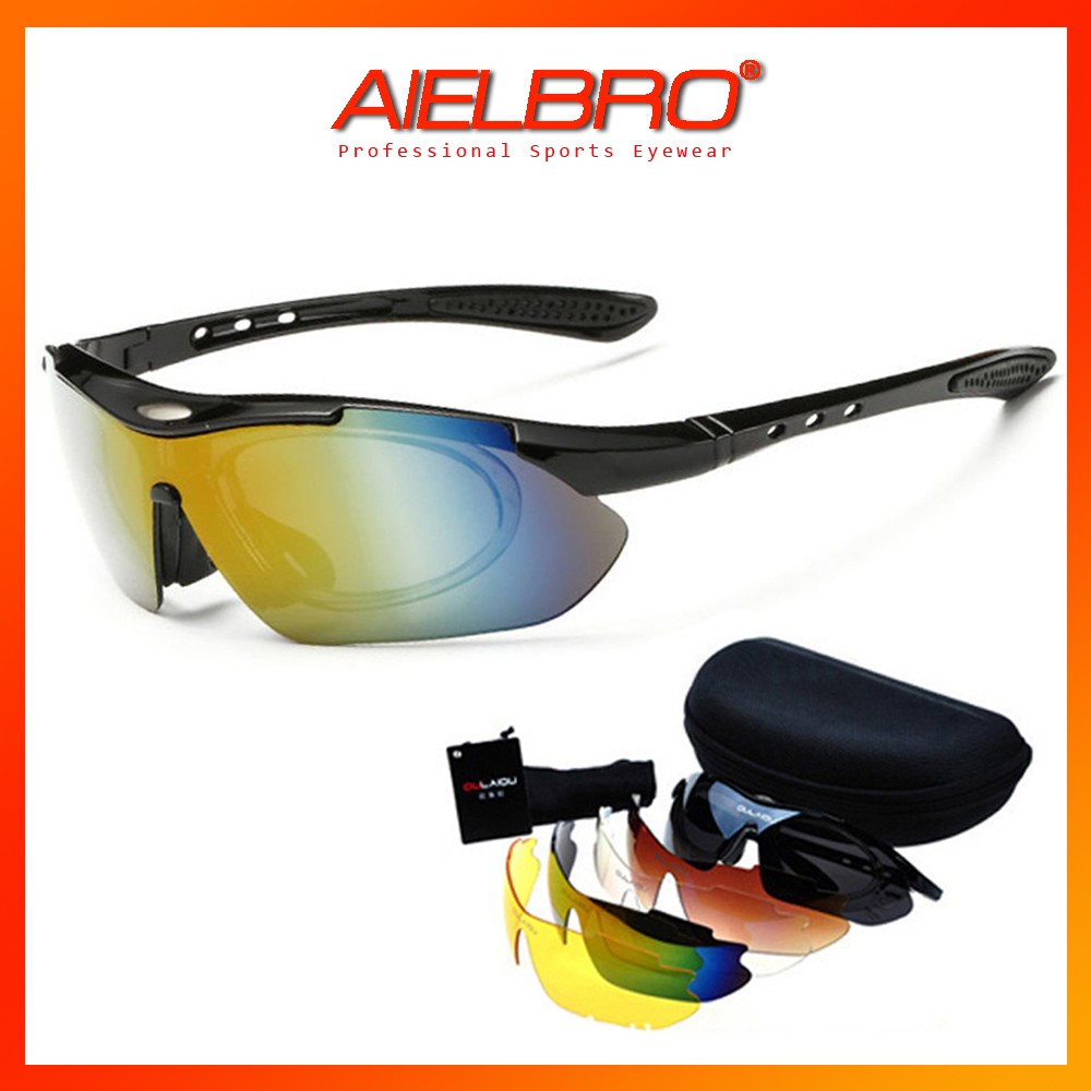 AIELBRO Bộ Kính 5 IN 1 Kính mát thể thao Kính đi xe đạp thành phố Kính thời trang