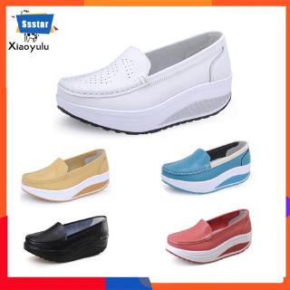 Giày Lười Đế Độn 5 Màu Trắng Đen Dành Cho Nữ