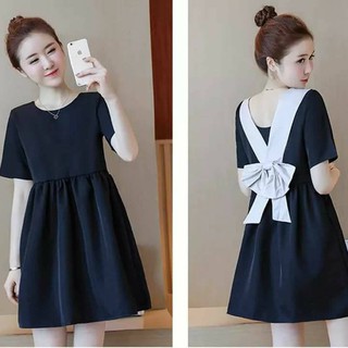 thỏ mommy. đầm bầu đầm béo đen nơ sau lưng