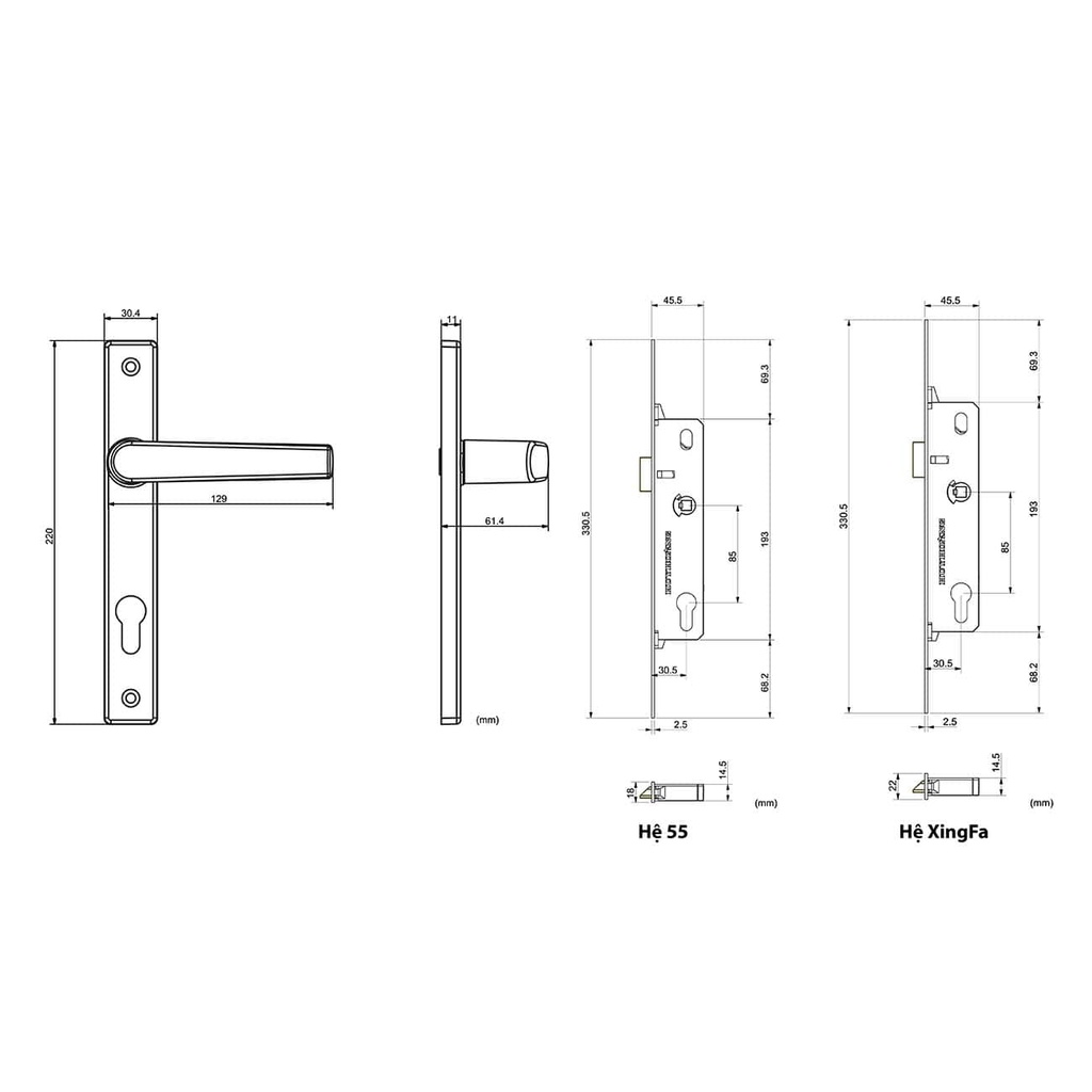 KHÓA TAY NẮM ĐA ĐIỂM 82 SƠN ĐEN / TRẮNG