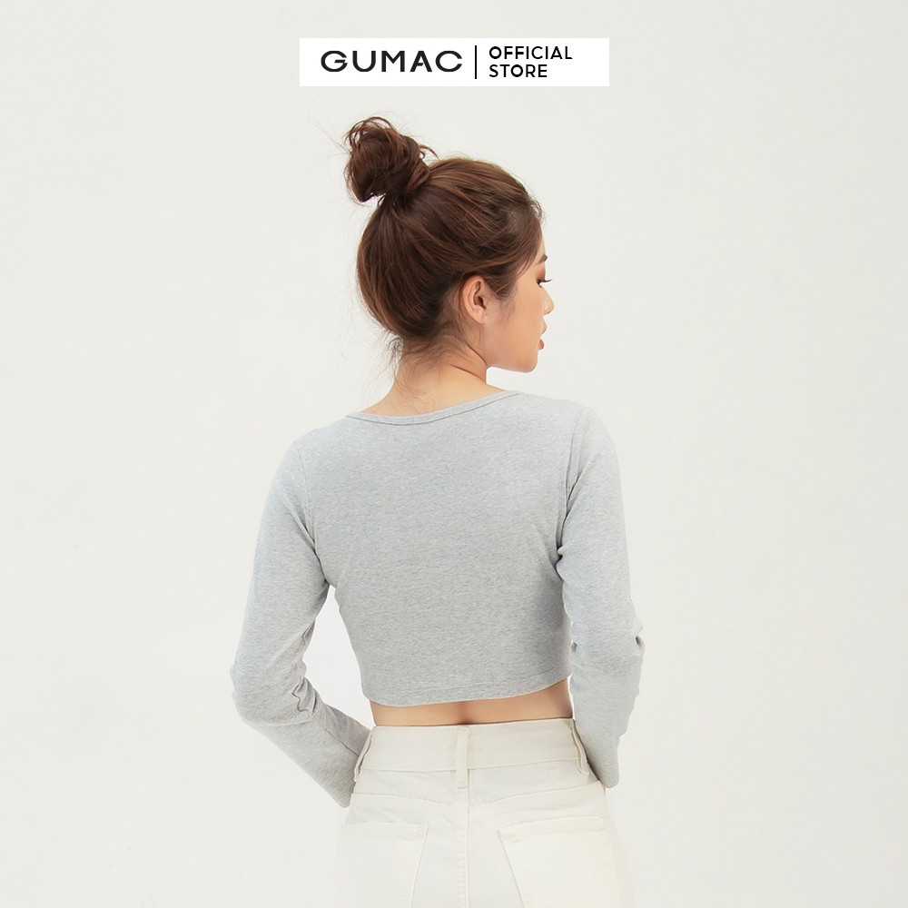 Áo croptop nữ tay dài GUMAC phong cách cá tính, năng động nhiều làm ATB3106