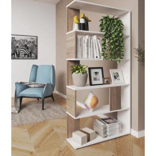 ❤️ Kệ sách đứng đa tầng nhiều ngăn kết hợp màu trắng với vân gỗ FNL-105 ❤️