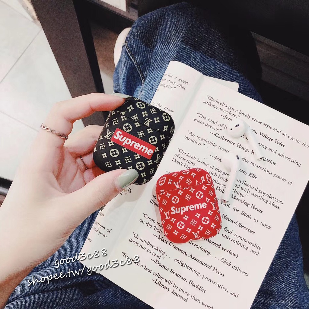 Vỏ bảo vệ hộp đựng tai nghe Airpods in tên các thương hiệu Louis Vuitton Supreme kiểu dáng sang trọng | BigBuy360 - bigbuy360.vn