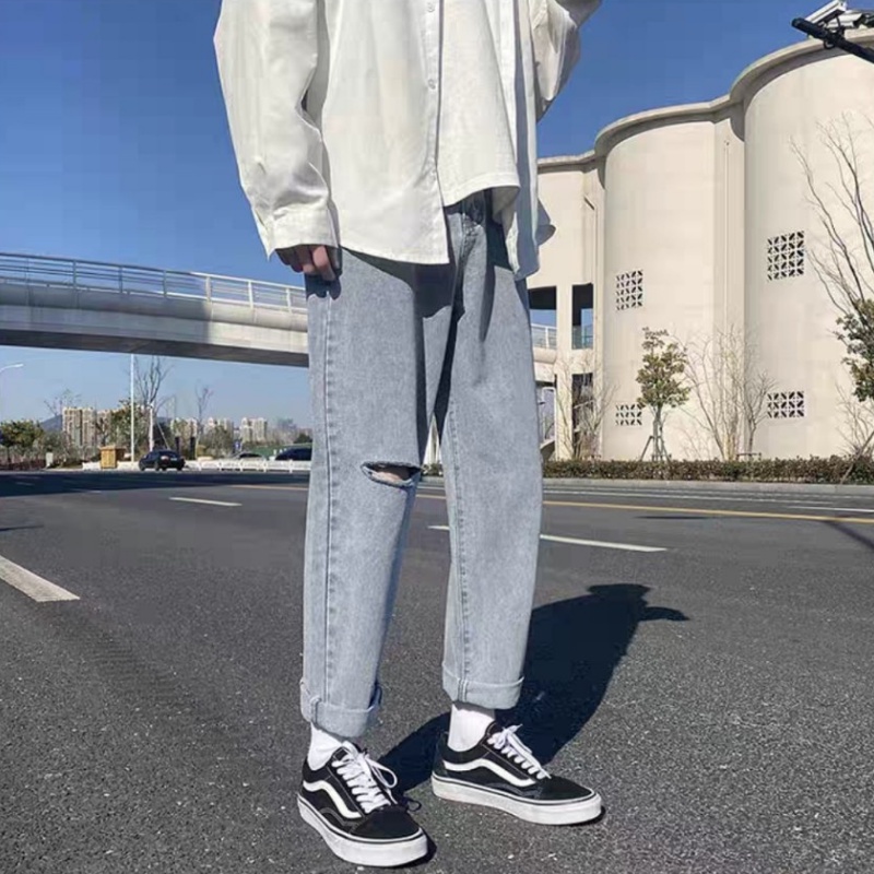 " RẺ VÔ ĐỊCH "Quần Jean nam, Quần Jeans baggy mầu xám nhạt, đen rách gối ống suông, rộng, hottrend 2022-XX MENS FASHION!