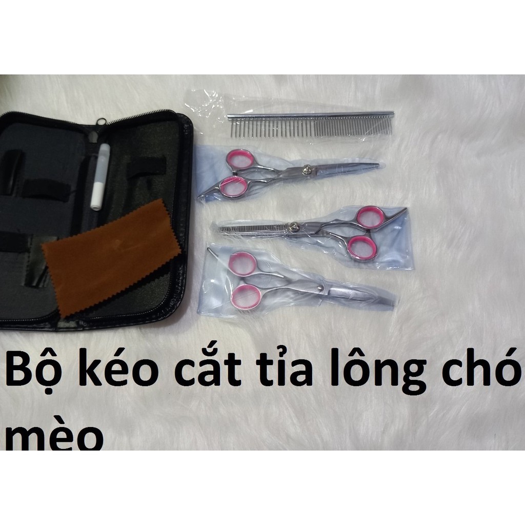Bộ kéo cắt tỉa lông chó mèo - Tặng kèm bao da