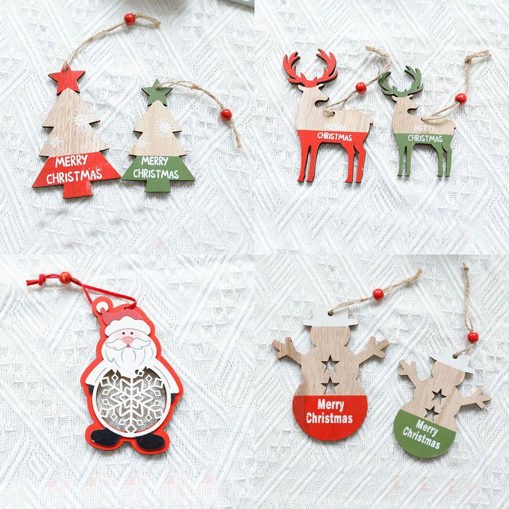 Phụ Kiện Treo Trang Trí Cây Thông Giáng Sinh Bằng Gỗ Hình Ông Già Noel