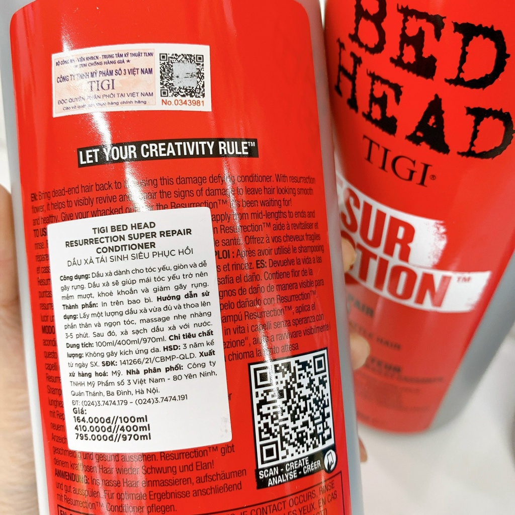 COMBO GỘI XẢ TIGI BED HEAD TIGI ĐỎ - XANH 970ML - DẦU GỘI XẢ TÁI SINH VÀ SIÊU PHỤC HỒI TIGI 2021 CHÍNH HÃNG