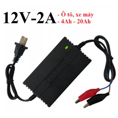 - Sạc nhanh bình ắc qui 12v 2A mẫu mới có báo led đầy tự ngắt 10ah - 30ah