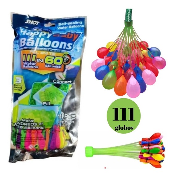 Gói Bóng Nước Happy Baby Baloons - Combo Túi Bóng 111 Quả Kèm Vòi Bơm