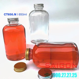 Chai Thủy Tinh Tròn 650ml Nắp Nhôm | CT650.N
