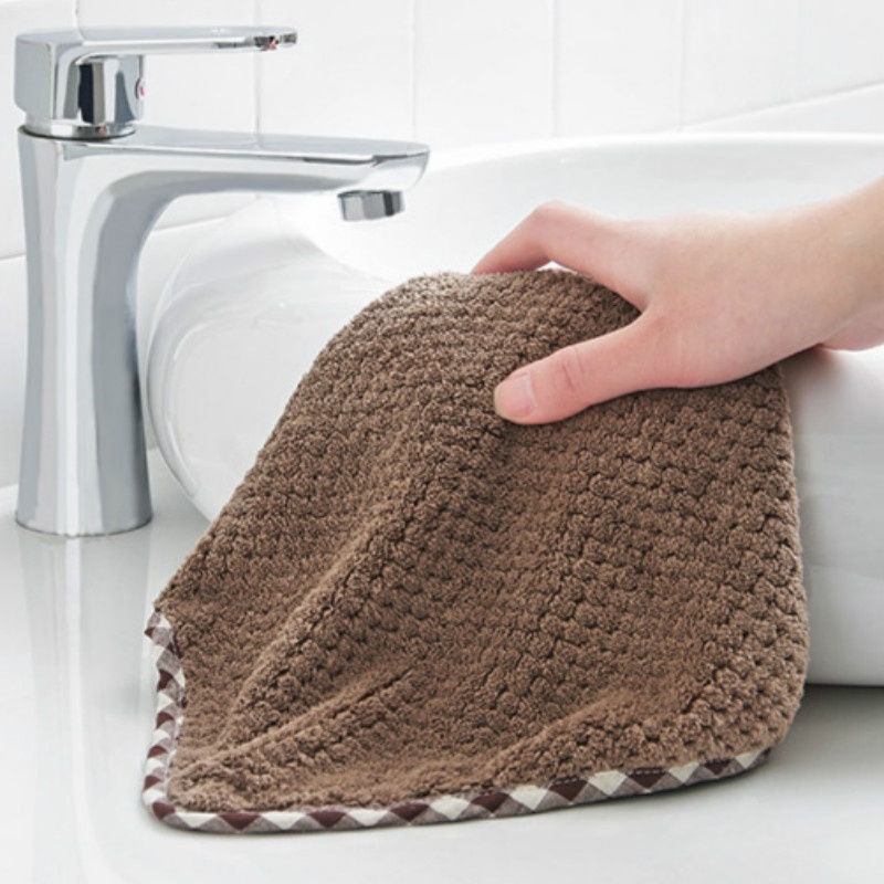 Khăn Lau Tay Cotton Mềm Mại Thấm Hút Tốt Họa Tiết Bông Hoa Màu Trơn Dành Cho Nhà Bếp