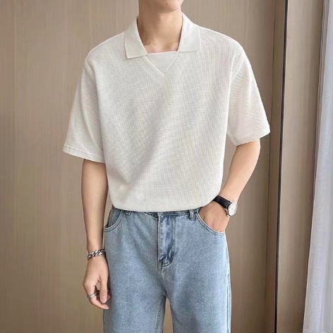 Áo Thun Polo Ngắn Tay Màu Sắc Đơn Giản Phong Cách Hàn Quốc Cho Nam