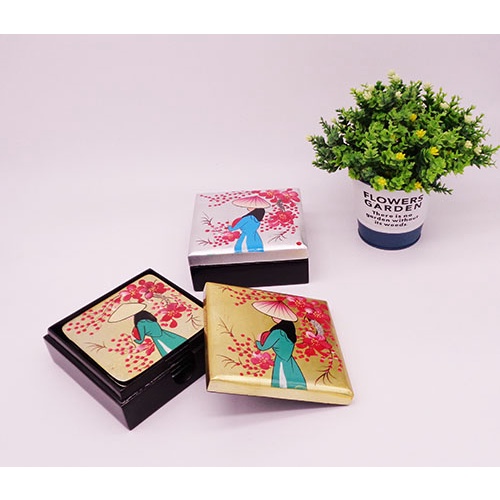 Hộp đế lót ly sơn mài 6 miếng. - Hàng thủ công mỹ nghệ Việt Nam