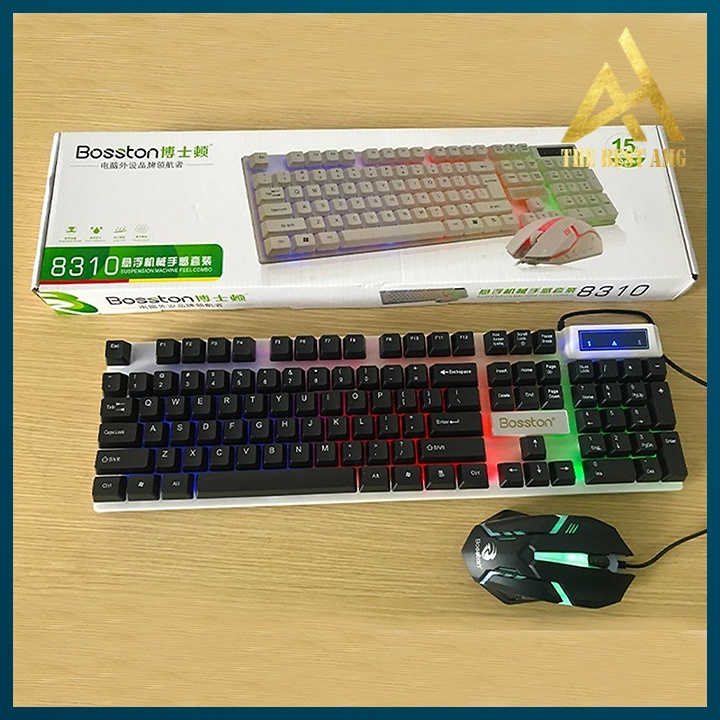 Bộ Combo Bàn Phím Máy Tính Gaming Tặng Kèm Chuột Keycap Xuyên Led Bosston 8310 Bàn Phím Laptop Chơi Game Keyboard Có Dây