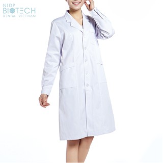 Áo blouse trắng bác sĩ tay dài thân dài