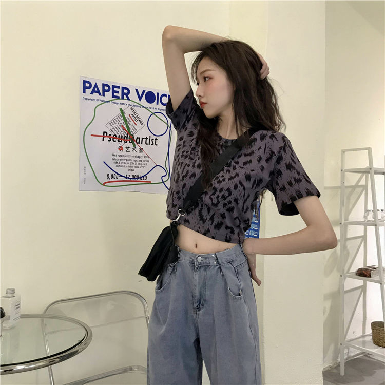 Áo thun lửng tay ngắn dáng rộng trẻ trung phong cách Hàn Quốc thời trang cho nữ