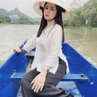 Áo Bà Ba Gấm Hoa Cài Nút