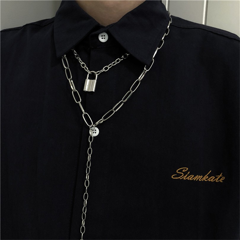 [Spot] Dây Chuyền Kim Loại Phong Cách Hip Hop Retro Đơn Giản 12668