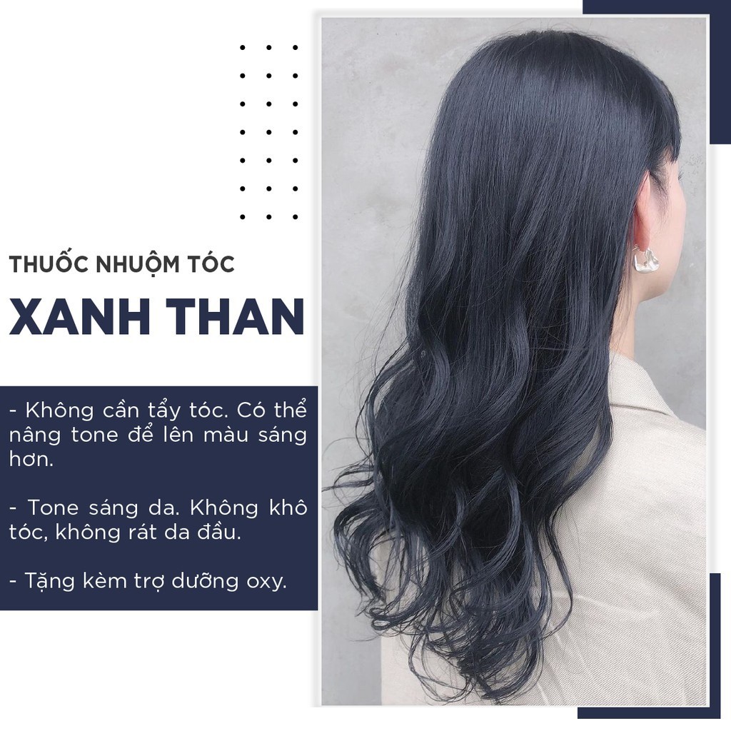 Xanh Than | Nhuộm Tóc Xanh Dương Đen  | Không Tẩy | MÀU NHẬP KHẨU TRICOL