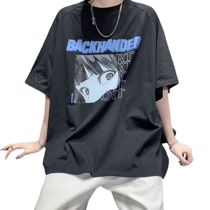 Áo thun tay lỡ form rộng in hình họa tiết BACKHANDER phong cách hàn quốc nam nữ mặc đều đẹp