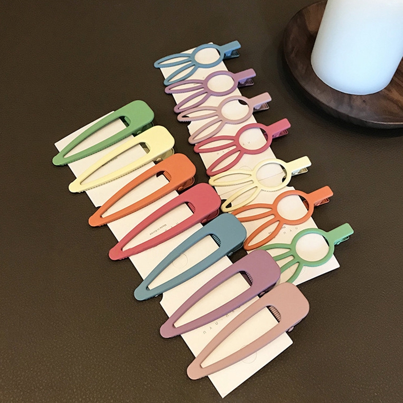 Set 7 Kẹp Tóc Mái Màu Trơn Mặt Nhám Đơn Giản Dễ Thương Cho Nữ