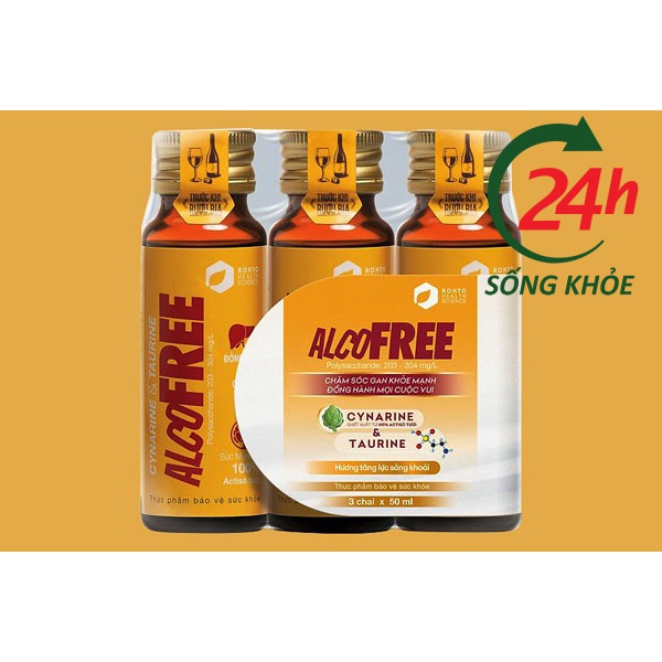 Nước - Viên giải Rượu Alcofree – Hỗ trợ giảm đau đầu và buồn nôn, mệt mỏi sau khi uống rượu bia