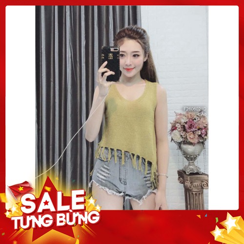 -HÀNG NHẬP KHẨU Áo len cổ tim tà xéo tua rua sát nách | ATB Liên hệ mua hàng 084.209.1989
