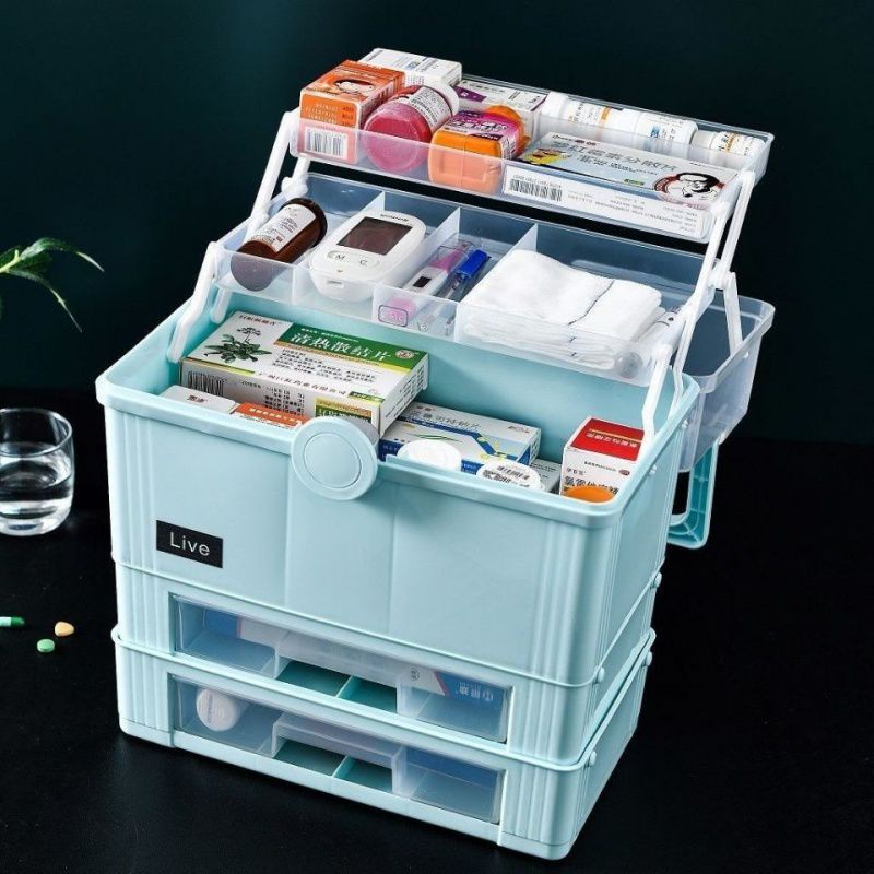Hộp Đựng Thuốc Gia Đình Y Tế 3 tầng Chia Ngăn Có 2 Ngăn Kéo Nhựa PP Loại 1 Smart Home 1904