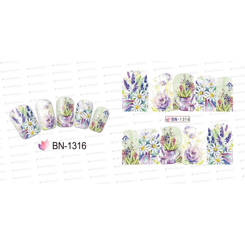 Sticker hoạ tiết hoa Lavender, hình dán móng tay hoạ tiết hoa Lavender trang trí móng tay nail